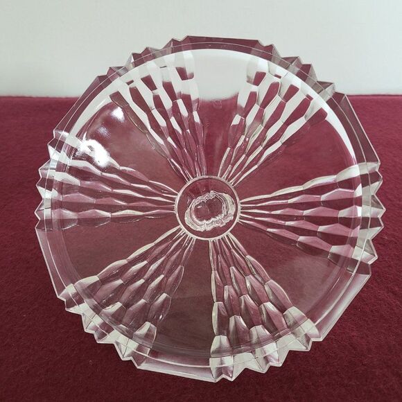Three-Footed Pedestal Glass Candy Dish Covered Bowl Art Deco Geometric Design - Picture 12 of 13